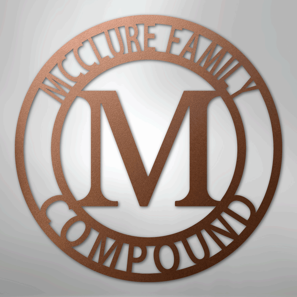 Custom Metal Wall Art - Split Letter Family Name Sign Copper