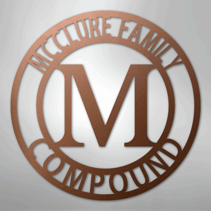 Custom Metal Wall Art - Split Letter Family Name Sign Copper