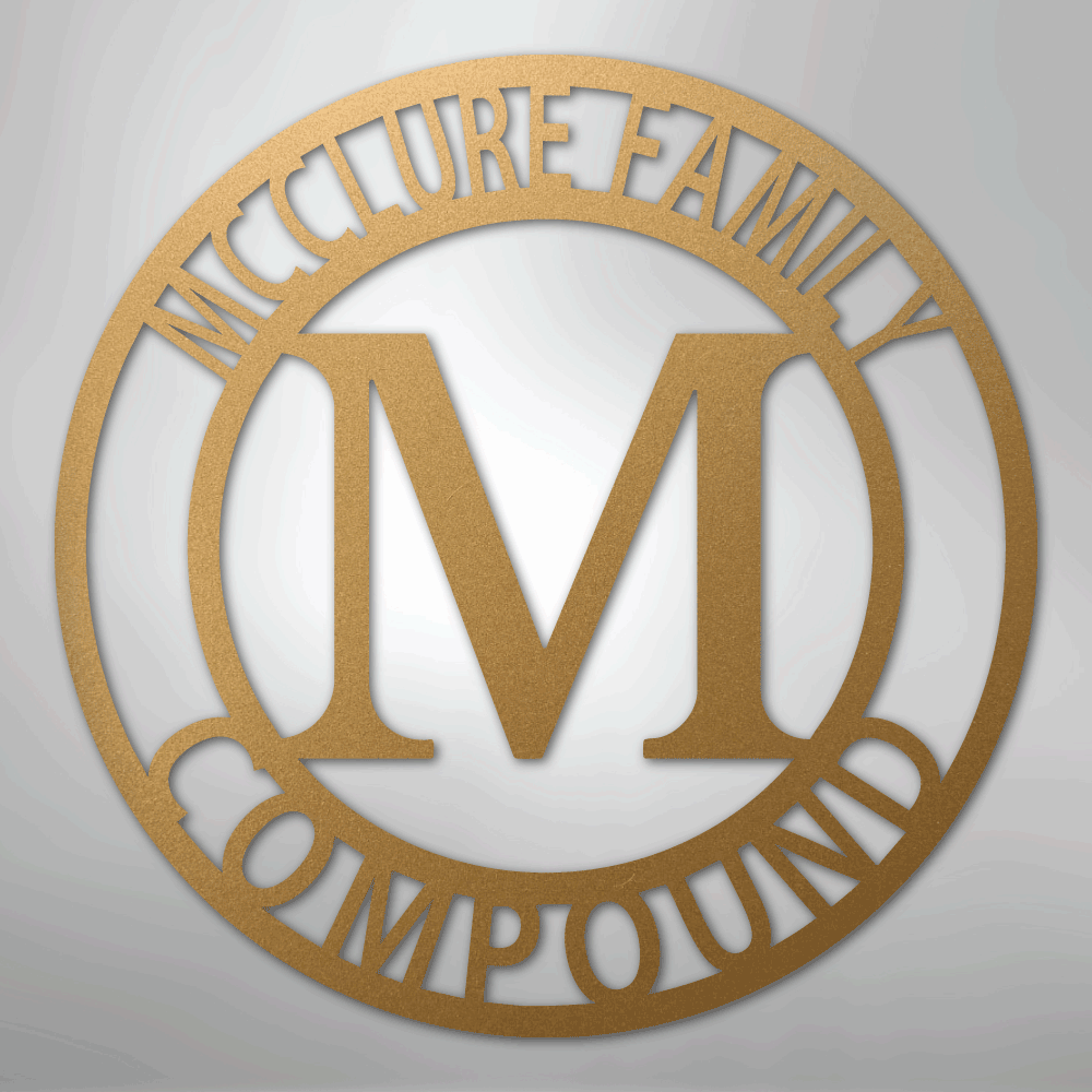 Custom Metal Wall Art - Split Letter Family Name Sign Gold