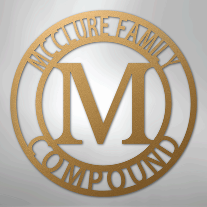 Custom Metal Wall Art - Split Letter Family Name Sign Gold