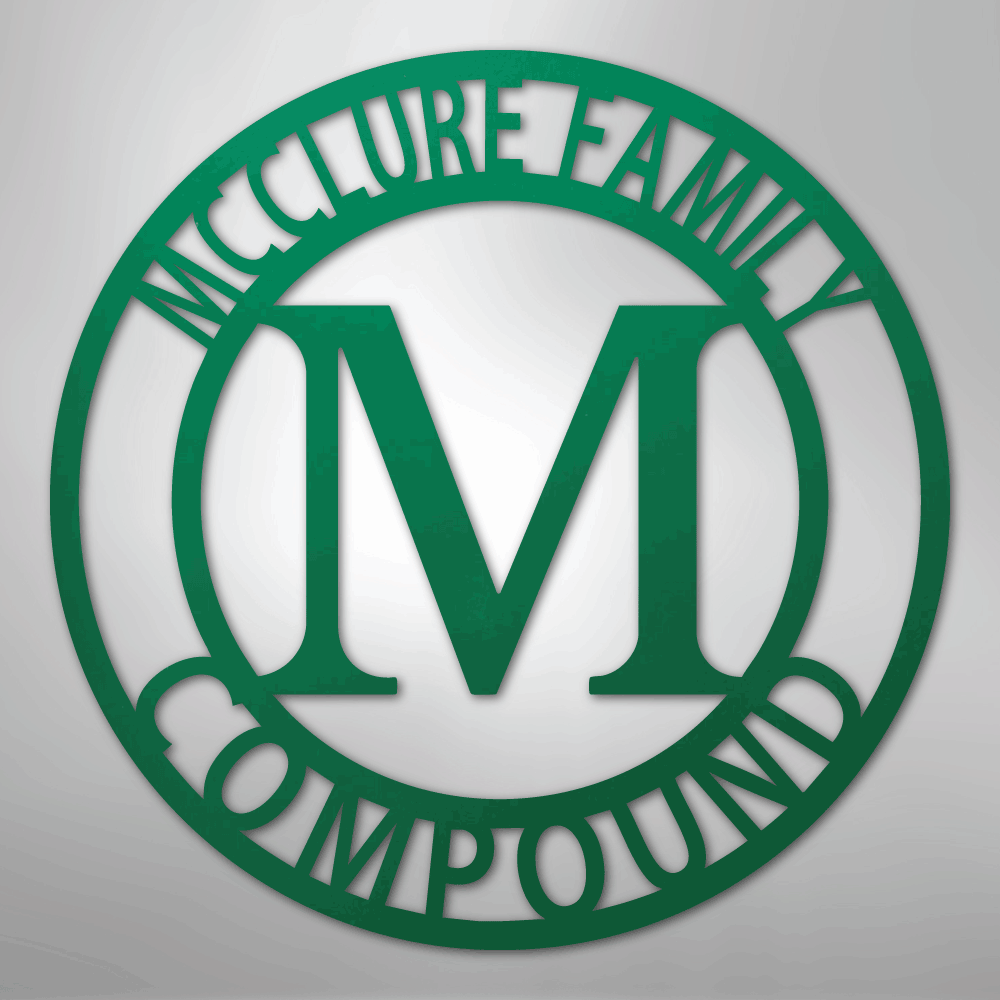 Custom Metal Wall Art - Split Letter Family Name Sign Green
