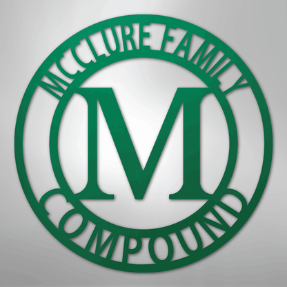 Custom Metal Wall Art - Split Letter Family Name Sign Green