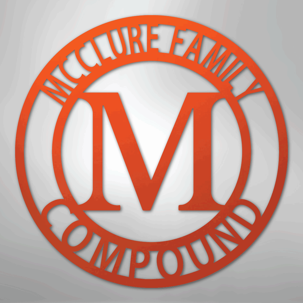 Custom Metal Wall Art - Split Letter Family Name Sign Orange