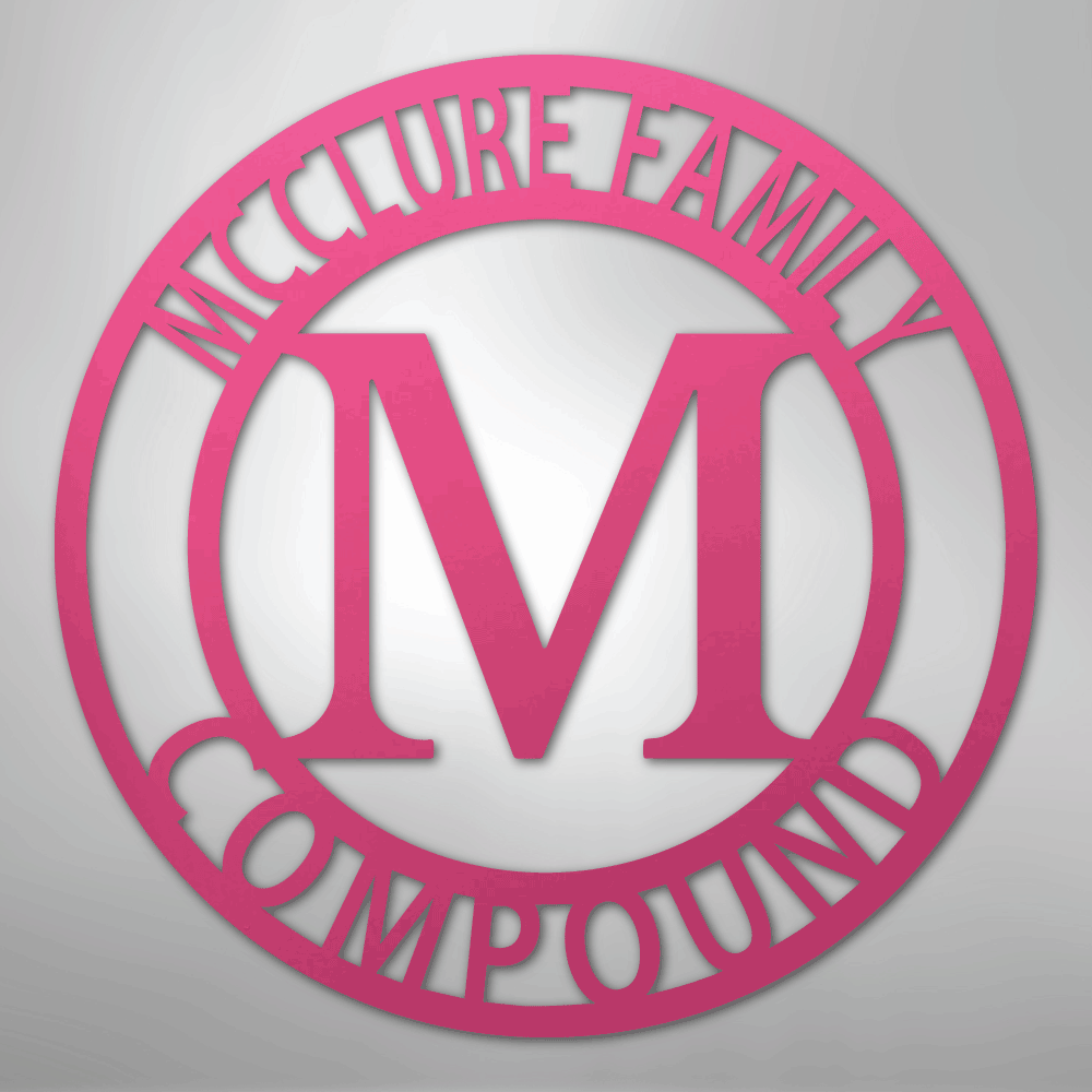 Custom Metal Wall Art - Split Letter Family Name Sign Pink