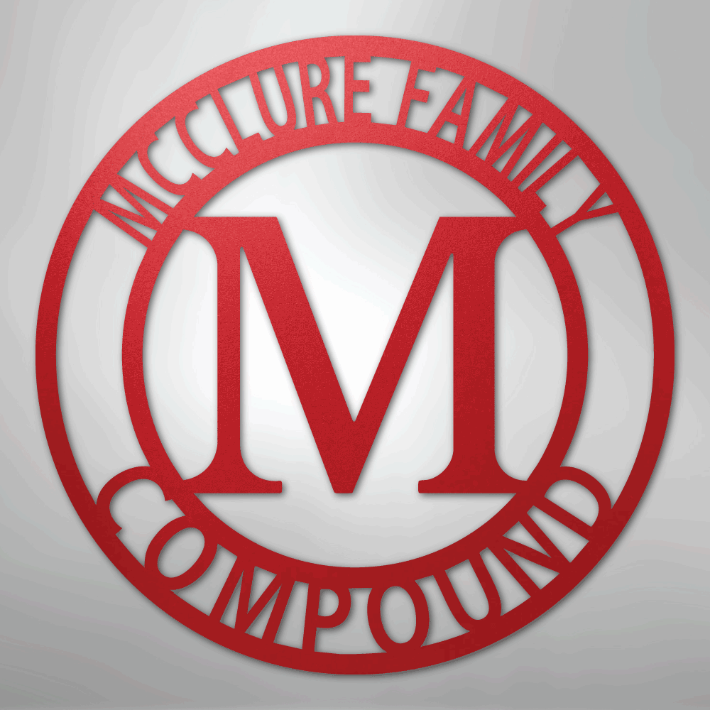 Custom Metal Wall Art - Split Letter Family Name Sign Red