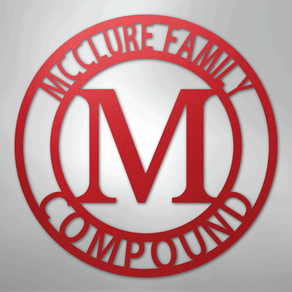 Custom Metal Wall Art - Split Letter Family Name Sign Red