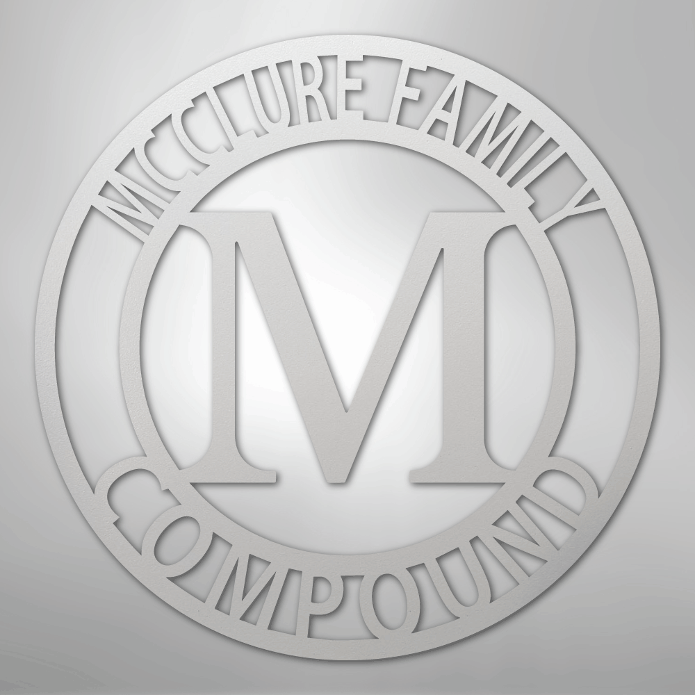 Custom Metal Wall Art - Split Letter Family Name Sign White