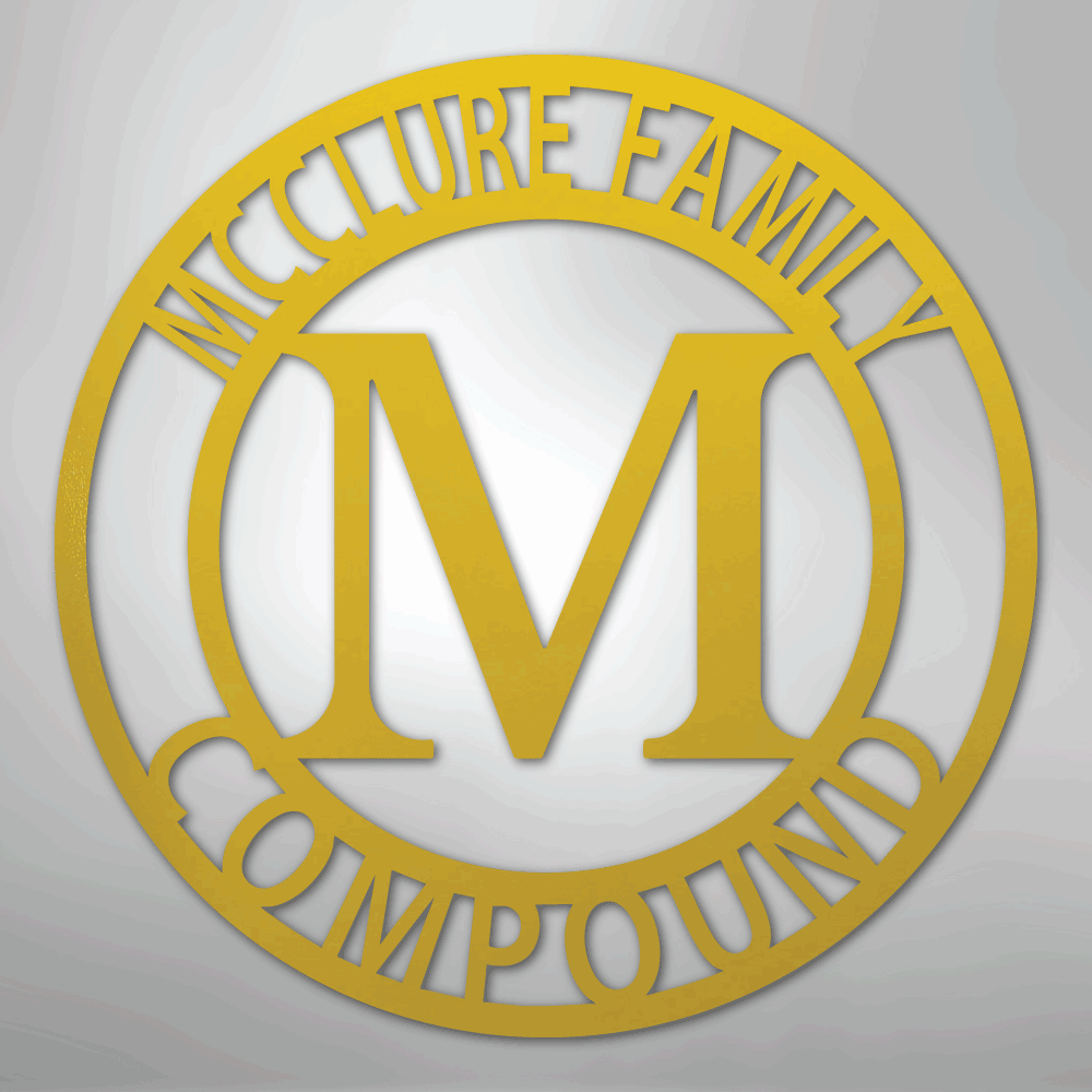Custom Metal Wall Art - Split Letter Family Name Sign Yellow