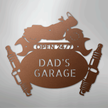 Custom Metal Wall Art - Personalized Cruiser Garage Name Sign Copper