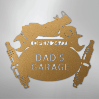 Custom Metal Wall Art - Personalized Cruiser Garage Name Sign Gold