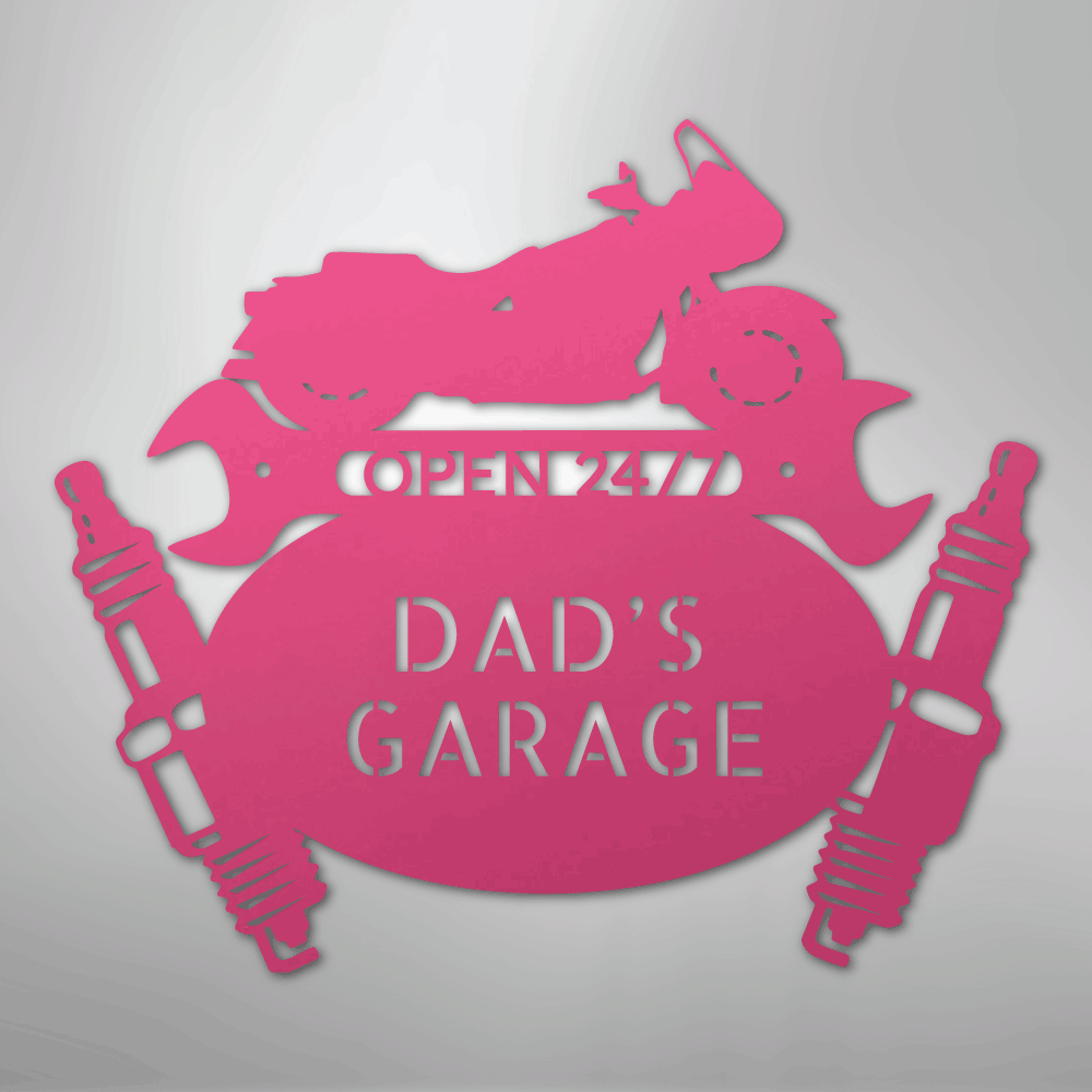 Custom Metal Wall Art - Personalized Cruiser Garage Name Sign Pink