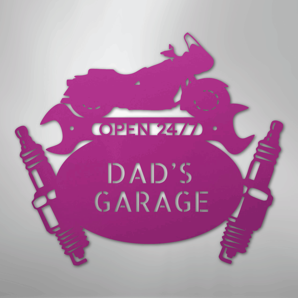 Custom Metal Wall Art - Personalized Cruiser Garage Name Sign Purple