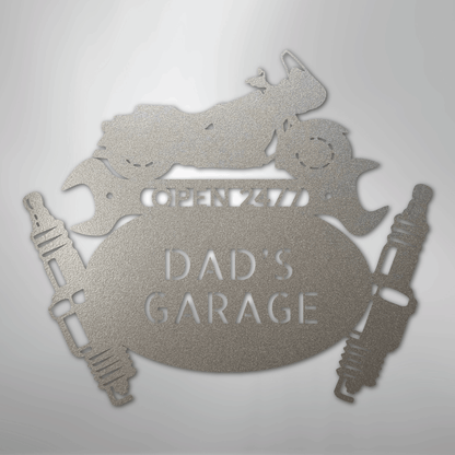 Custom Metal Wall Art - Personalized Cruiser Garage Name Sign Silver
