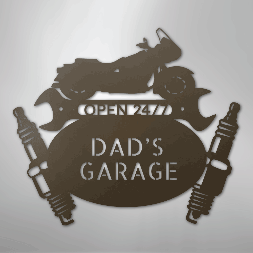Custom Metal Wall Art - Personalized Cruiser Garage Name Sign Stone