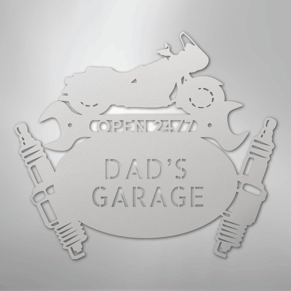 Custom Metal Wall Art - Personalized Cruiser Garage Name Sign White