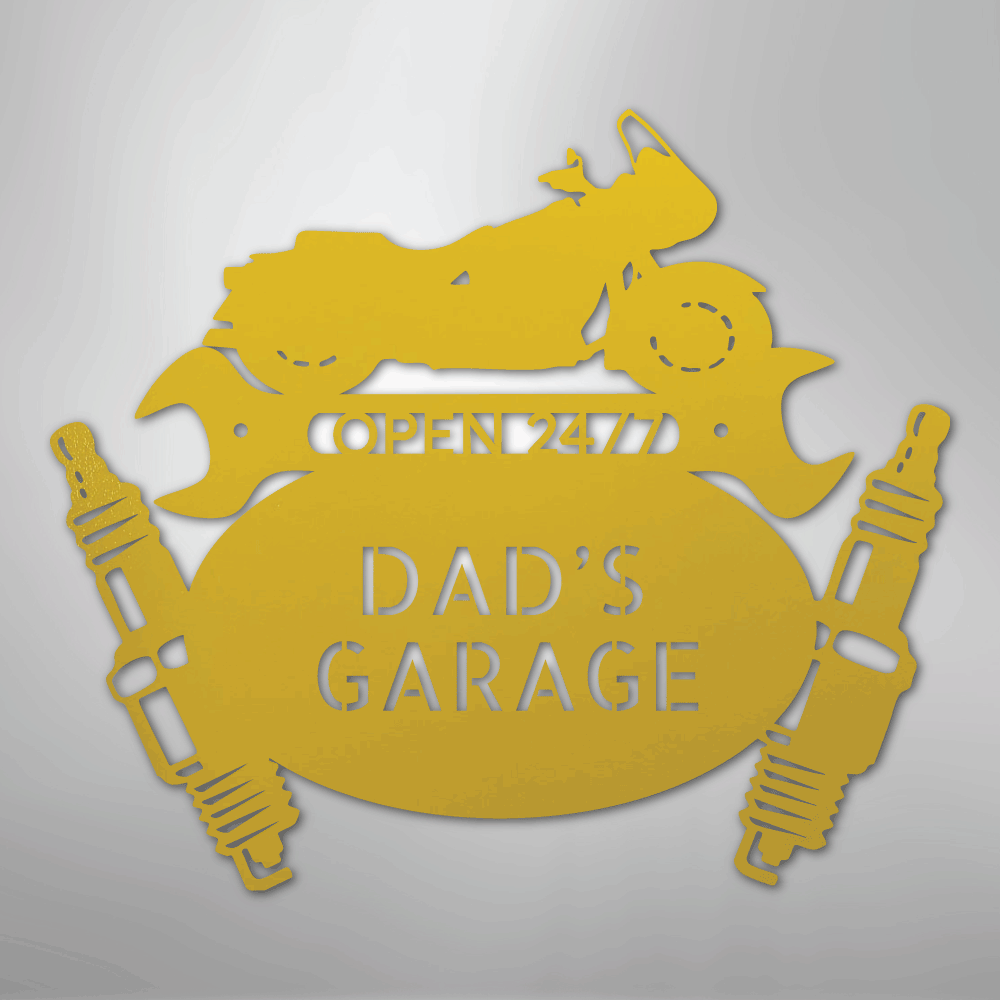 Custom Metal Wall Art - Personalized Cruiser Garage Name Sign Yellow