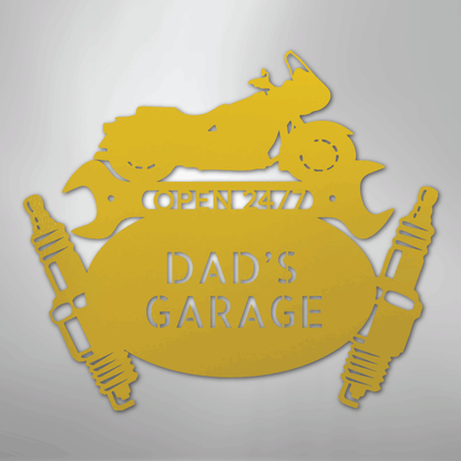 Custom Metal Wall Art - Personalized Cruiser Garage Name Sign Yellow
