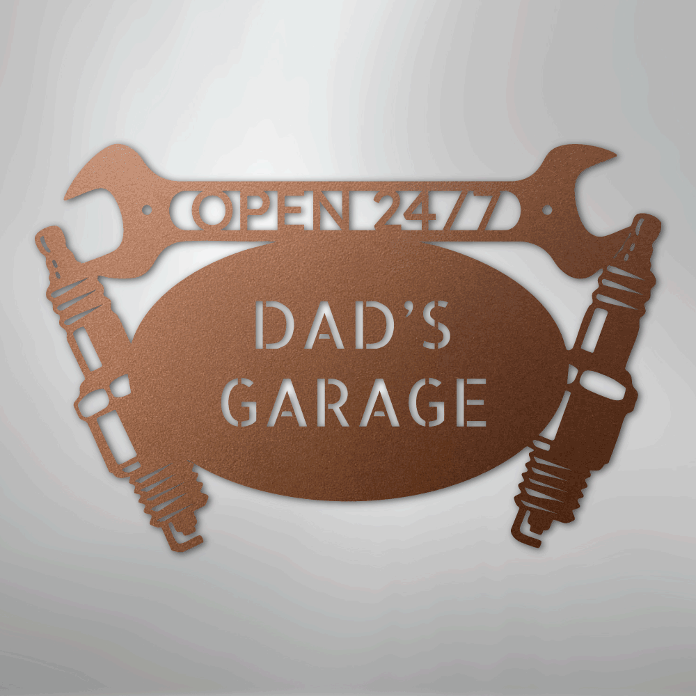 Custom Metal Wall Art - Personalized Dad's Garage Name Sign Copper