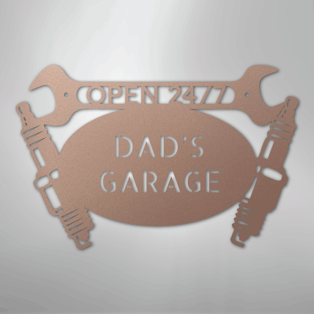 Custom Metal Wall Art - Personalized Dad's Garage Name Sign Rose