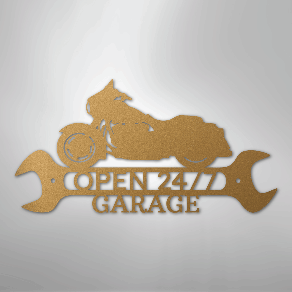 Custom Metal Wall Art - Personalized Garage Sign Gold