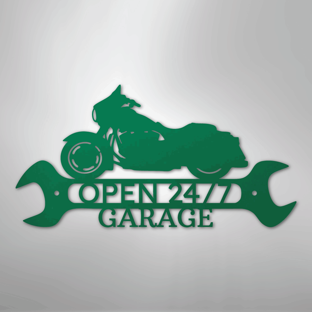 Custom Metal Wall Art - Personalized Garage Sign Green