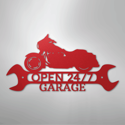 Custom Metal Wall Art - Personalized Garage Sign Red