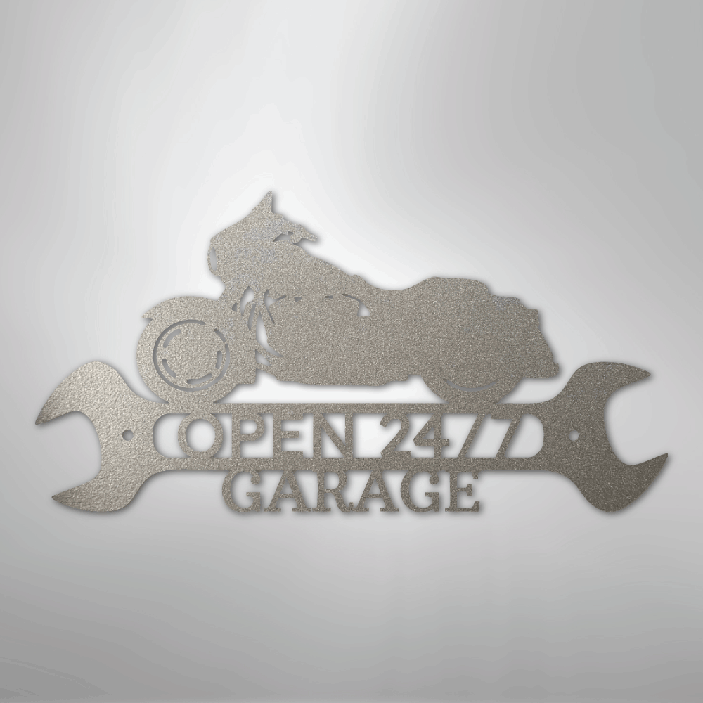 Custom Metal Wall Art - Personalized Garage Sign Silver