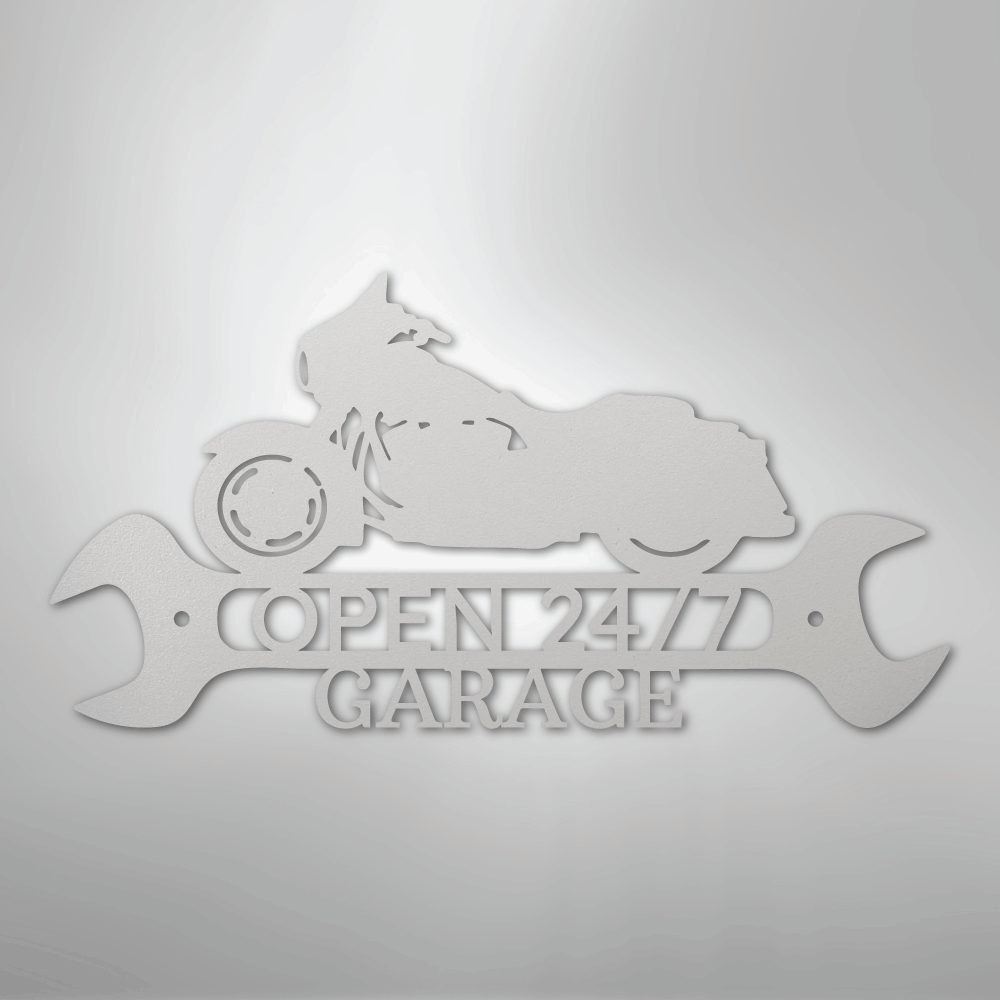 Custom Metal Wall Art - Personalized Garage Sign White