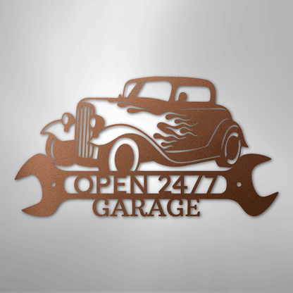 Custom Metal Wall Art - Personalized Garage Sign Copper