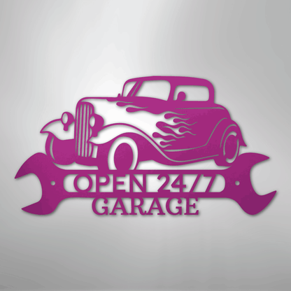 Custom Metal Wall Art - Personalized Garage Sign Purple