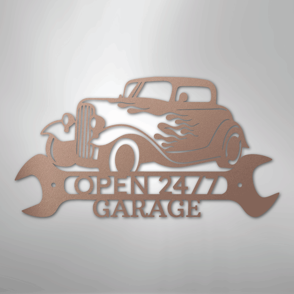 Custom Metal Wall Art - Personalized Garage Sign Rose