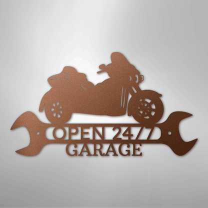 Custom Metal Wall Art - Personalized Motorbike Shop Name Sign Copper