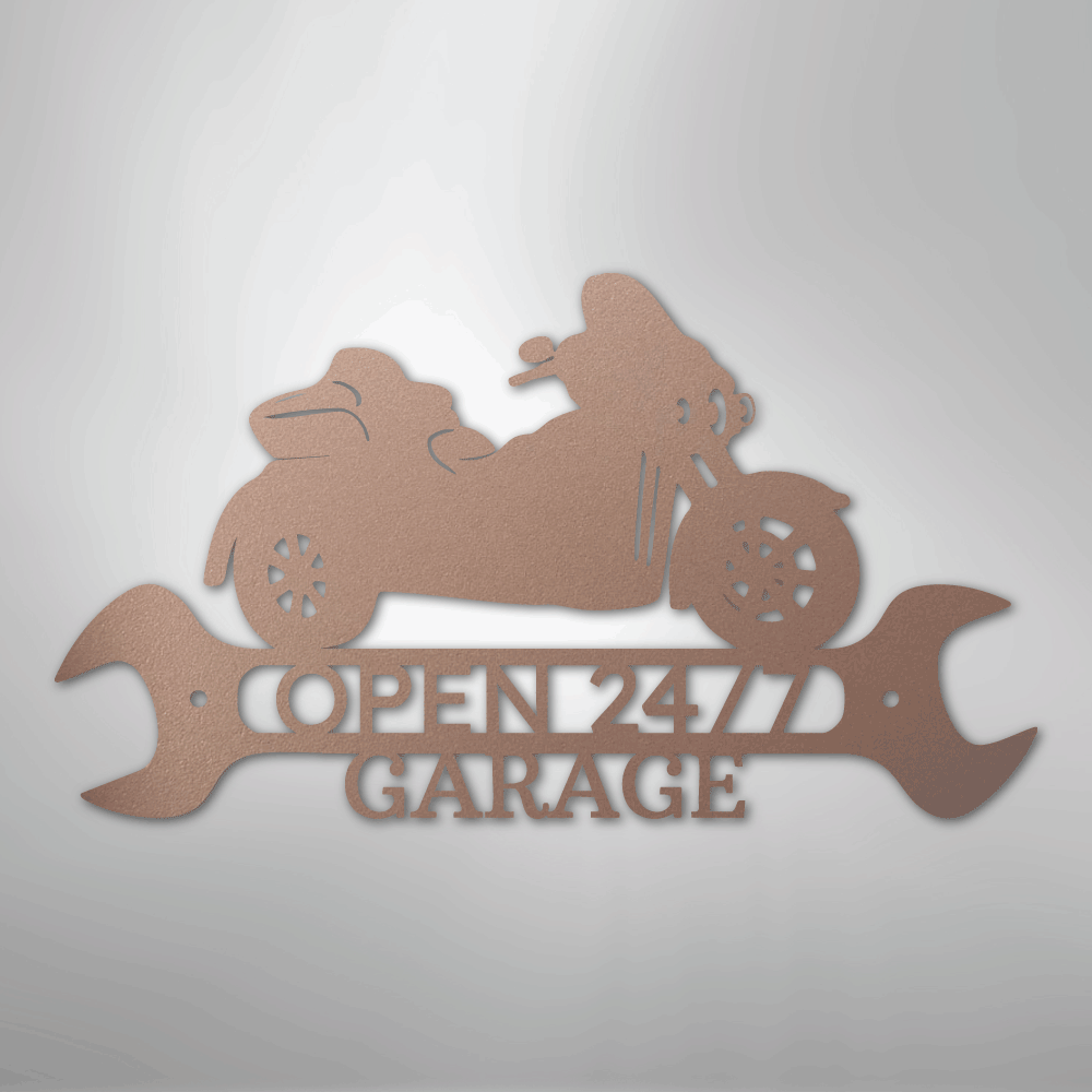 Custom Metal Wall Art - Personalized Motorbike Shop Name Sign Rose