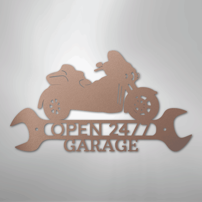 Custom Metal Wall Art - Personalized Motorbike Shop Name Sign Rose