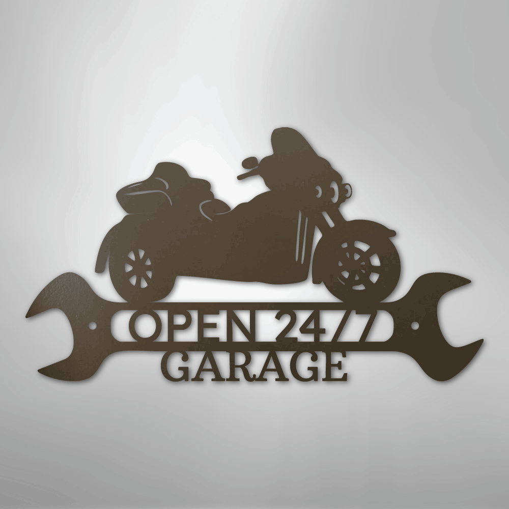 Custom Metal Wall Art - Personalized Motorbike Shop Name Sign Stone