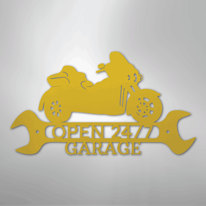 Custom Metal Wall Art - Personalized Motorbike Shop Name Sign Yellow