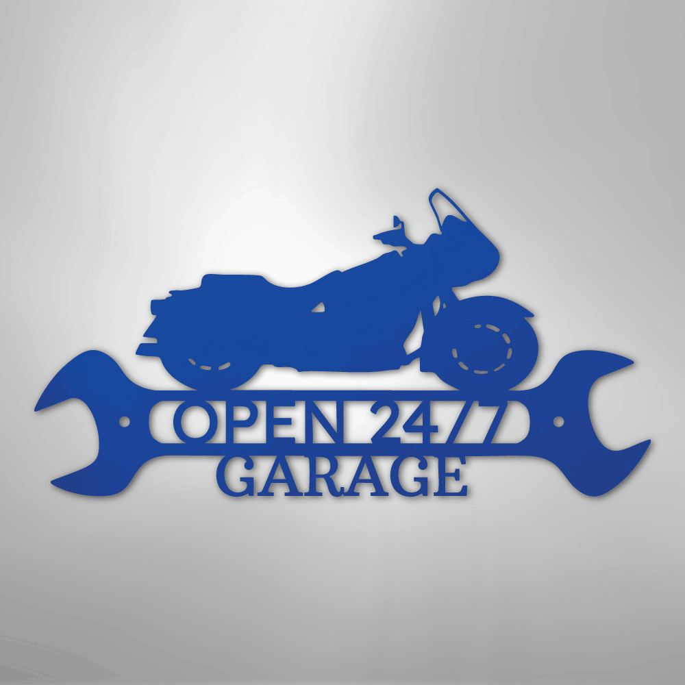 Custom Metal Wall Art - Personalized Cruiser Shop Name Sign Blue