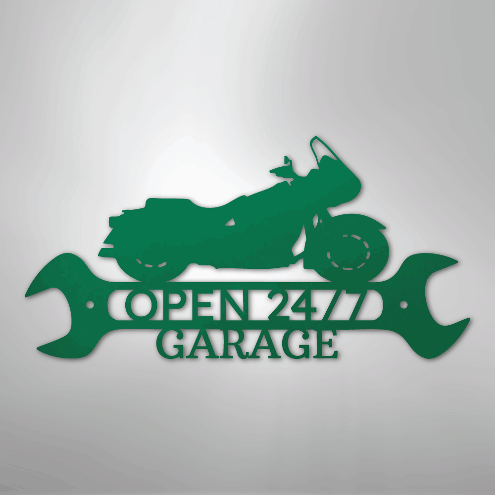 Custom Metal Wall Art - Personalized Cruiser Shop Name Sign Green