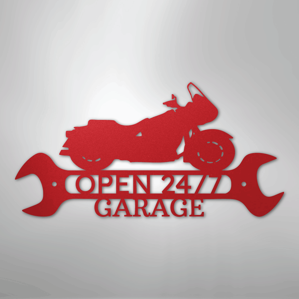 Custom Metal Wall Art - Personalized Cruiser Shop Name Sign Red