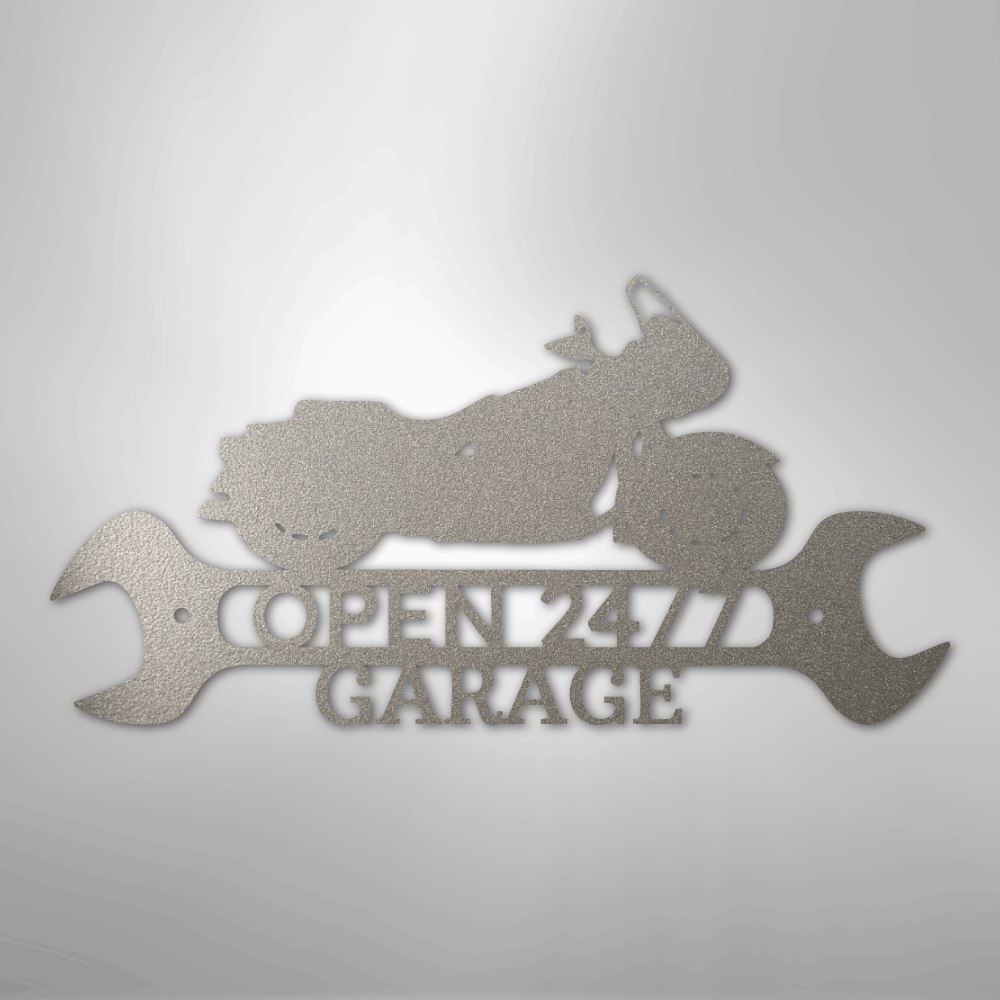 Custom Metal Wall Art - Personalized Cruiser Shop Name Sign Silver