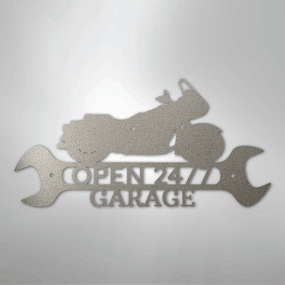 Custom Metal Wall Art - Personalized Cruiser Shop Name Sign Silver