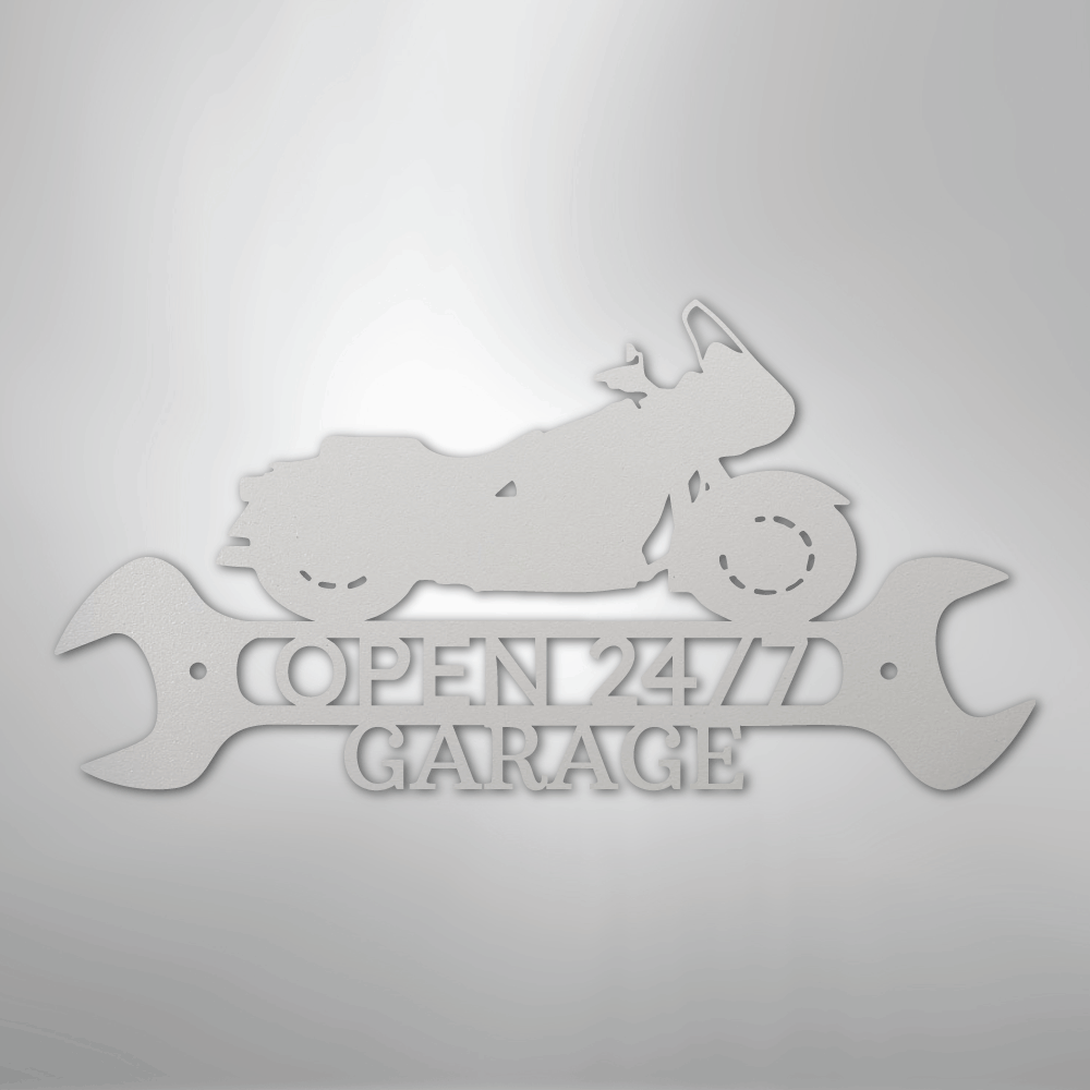 Custom Metal Wall Art - Personalized Cruiser Shop Name Sign White