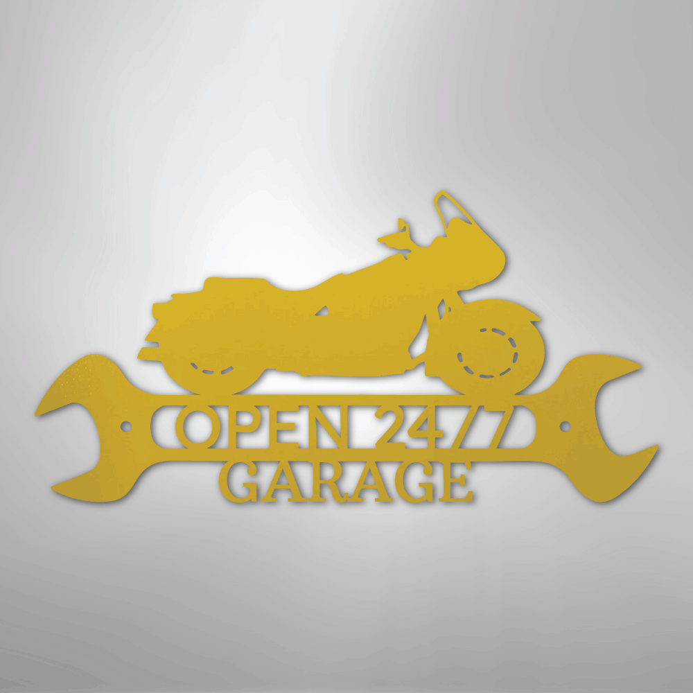 Custom Metal Wall Art - Personalized Cruiser Shop Name Sign Yellow