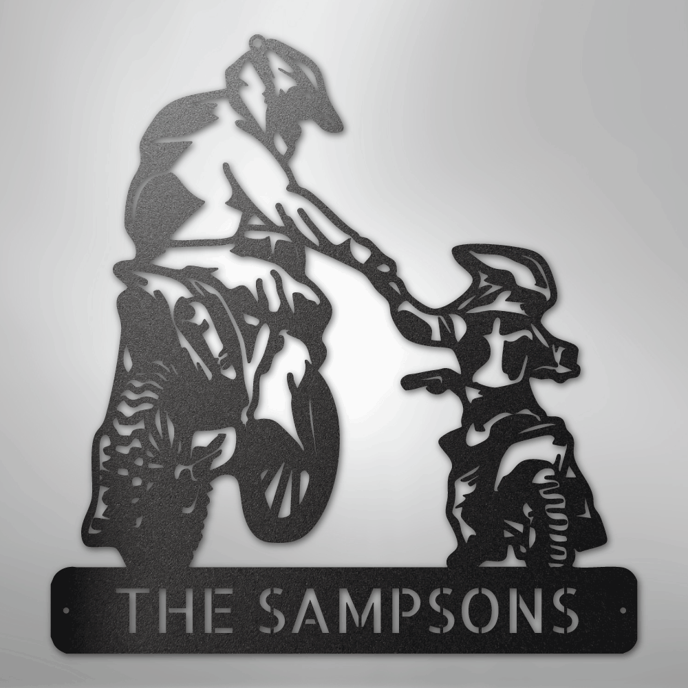 Custom Metal Wall Art - Personalized Father Son Motocross Sign