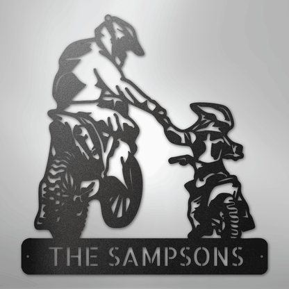 Custom Metal Wall Art - Personalized Father Son Motocross Sign