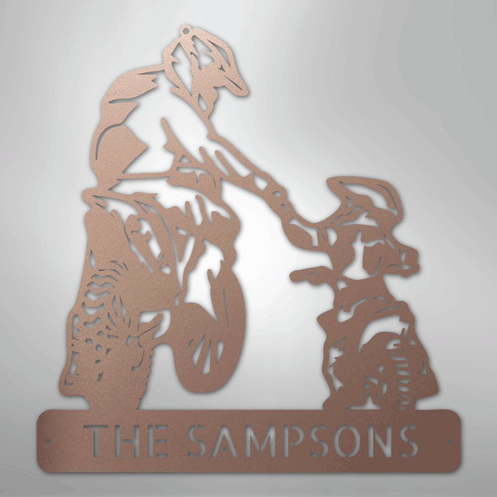Custom Metal Wall Art - Personalized Father Son Motocross Sign Rose