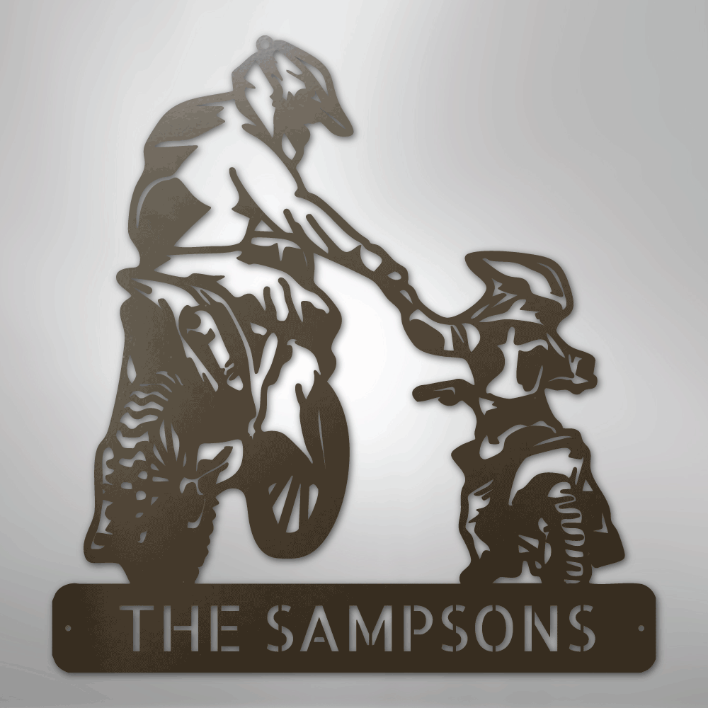 Custom Metal Wall Art - Personalized Father Son Motocross Sign Stone