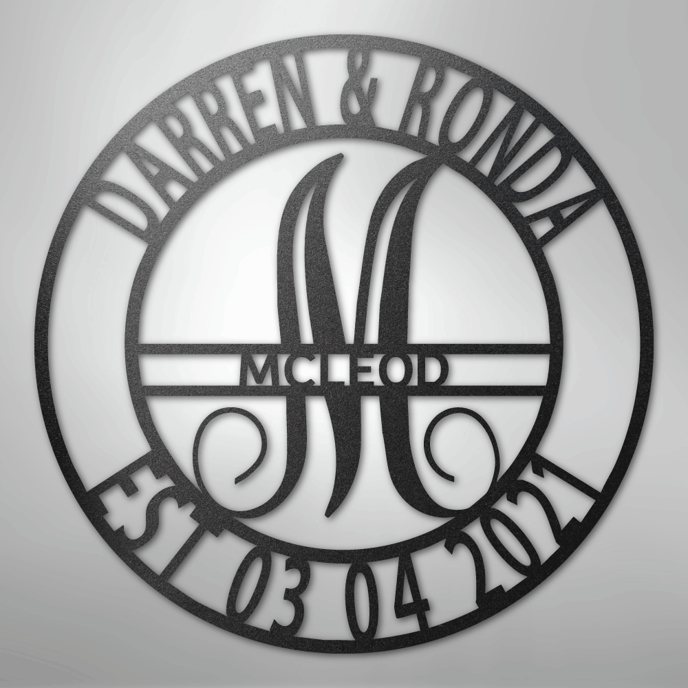Custom Metal Wall Art - Personalized Split Letter Monogram Sign