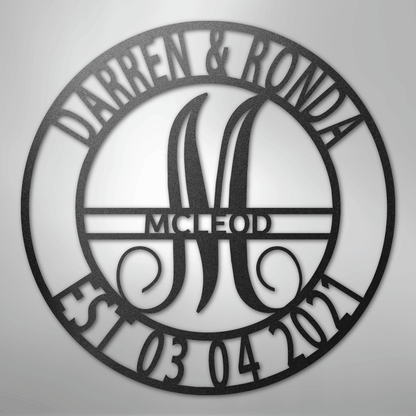 Custom Metal Wall Art - Personalized Split Letter Monogram Sign