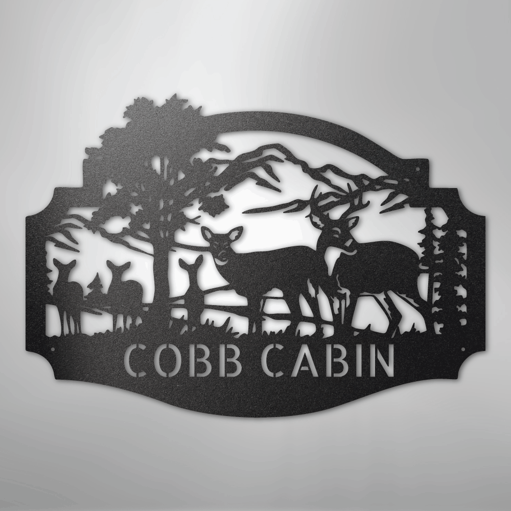 Custom Metal Wall Art - Personalized Deer Antler Forest Monogram Sign